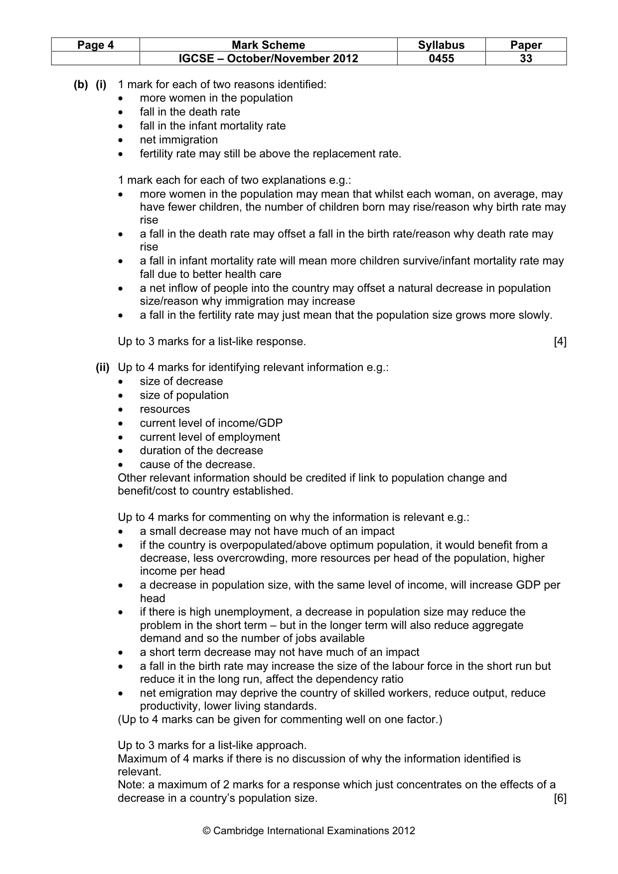 Mark scheme, page 4 of 4