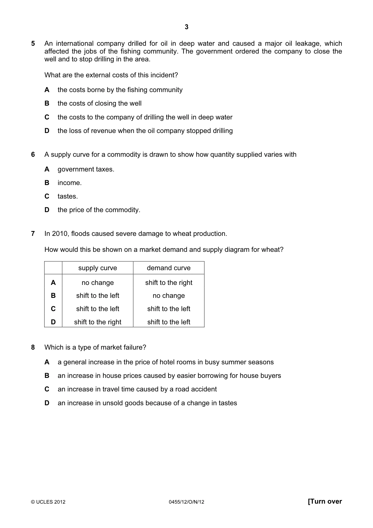 Cambridge IGCSE Economics 0455 2012 Oct/Nov Paper 1 · Variant 2 question paper, page 3 of 12