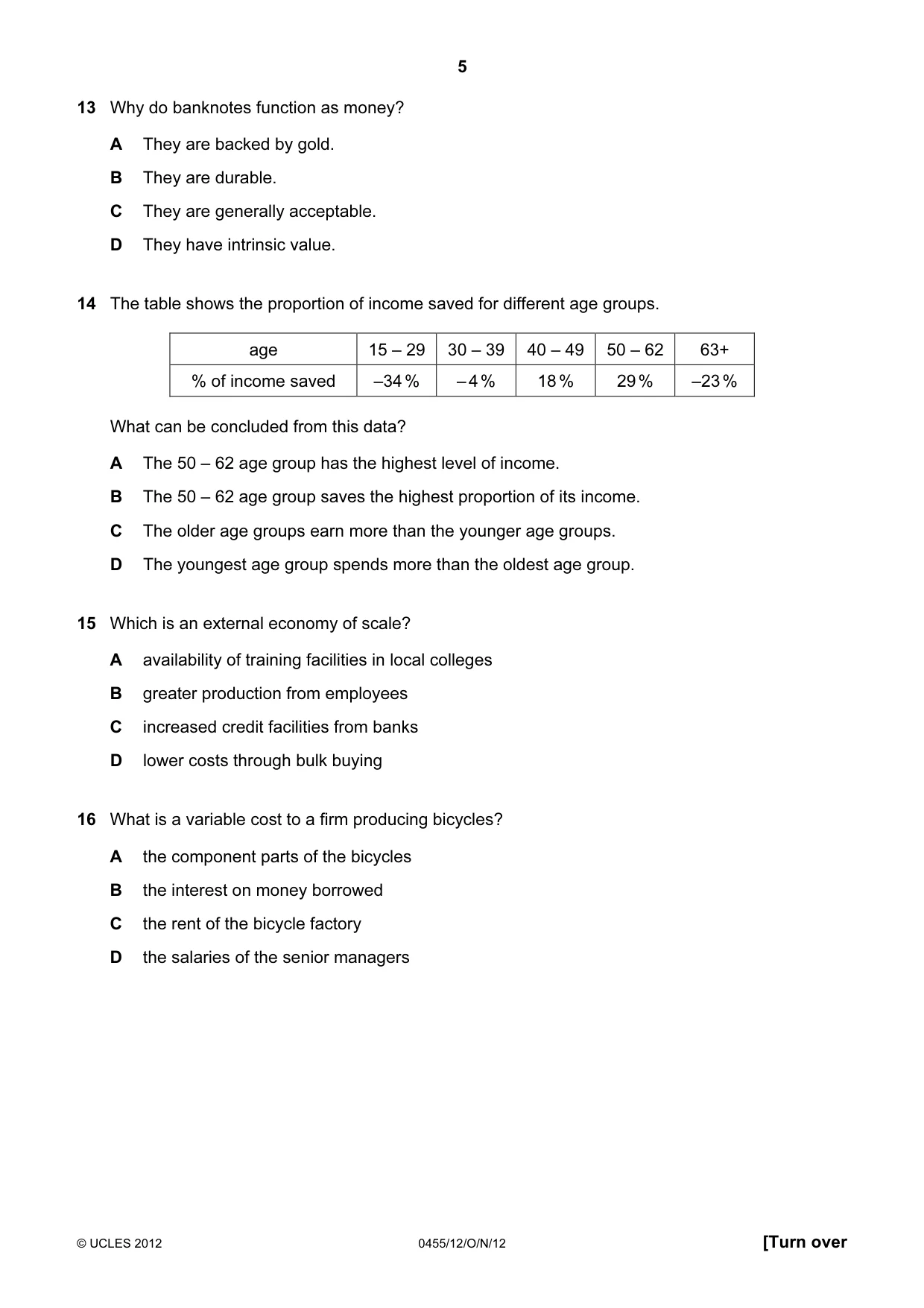 Cambridge IGCSE Economics 0455 2012 Oct/Nov Paper 1 · Variant 2 question paper, page 5 of 12