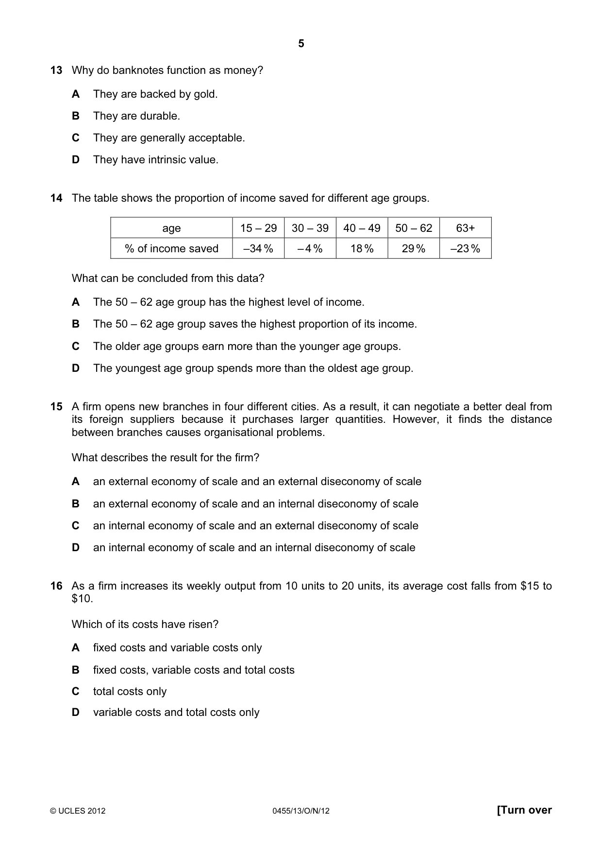 Cambridge IGCSE Economics 0455 2012 Oct/Nov Paper 1 · Variant 3 question paper, page 5 of 12