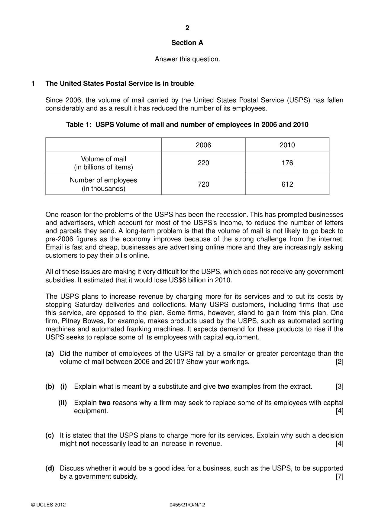 Cambridge IGCSE Economics 0455 2012 Oct/Nov Paper 2 · Variant 1 question paper, page 2 of 4