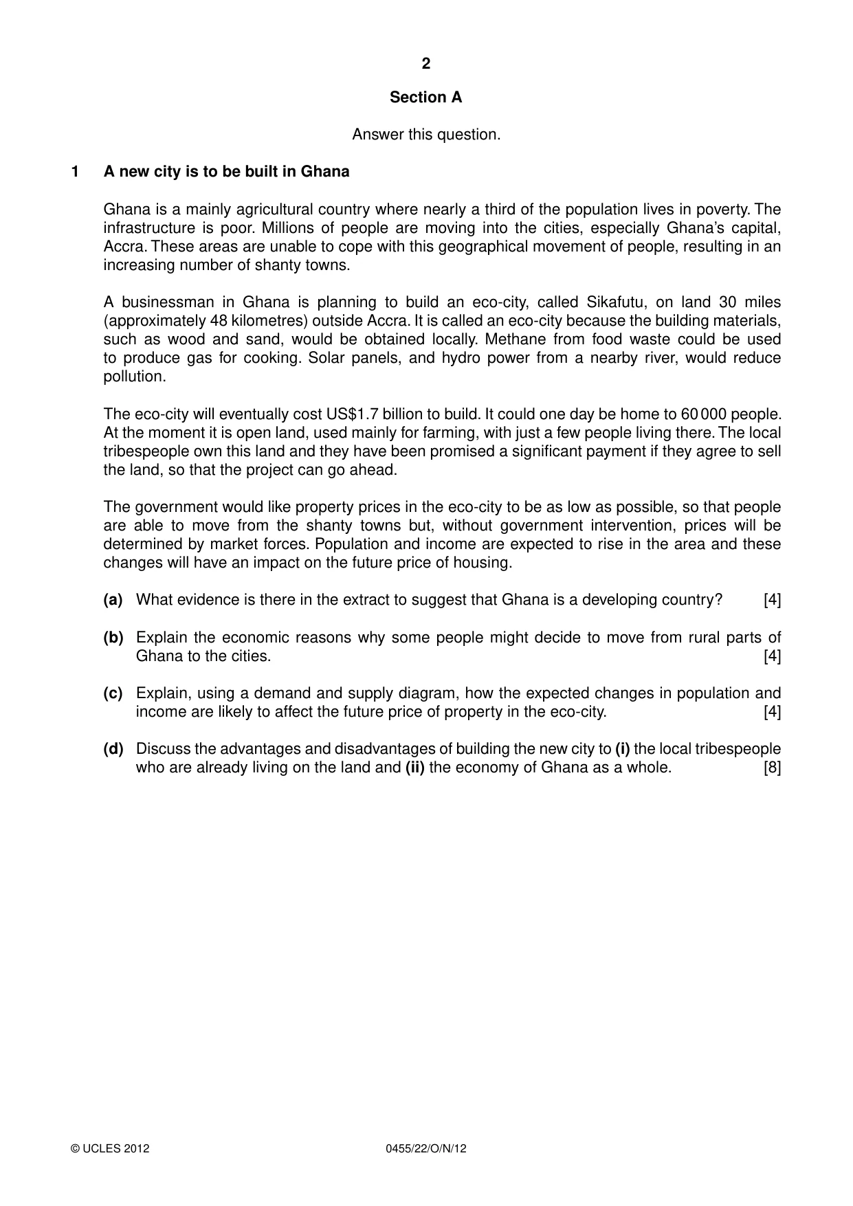 Cambridge IGCSE Economics 0455 2012 Oct/Nov Paper 2 · Variant 2 question paper, page 2 of 4