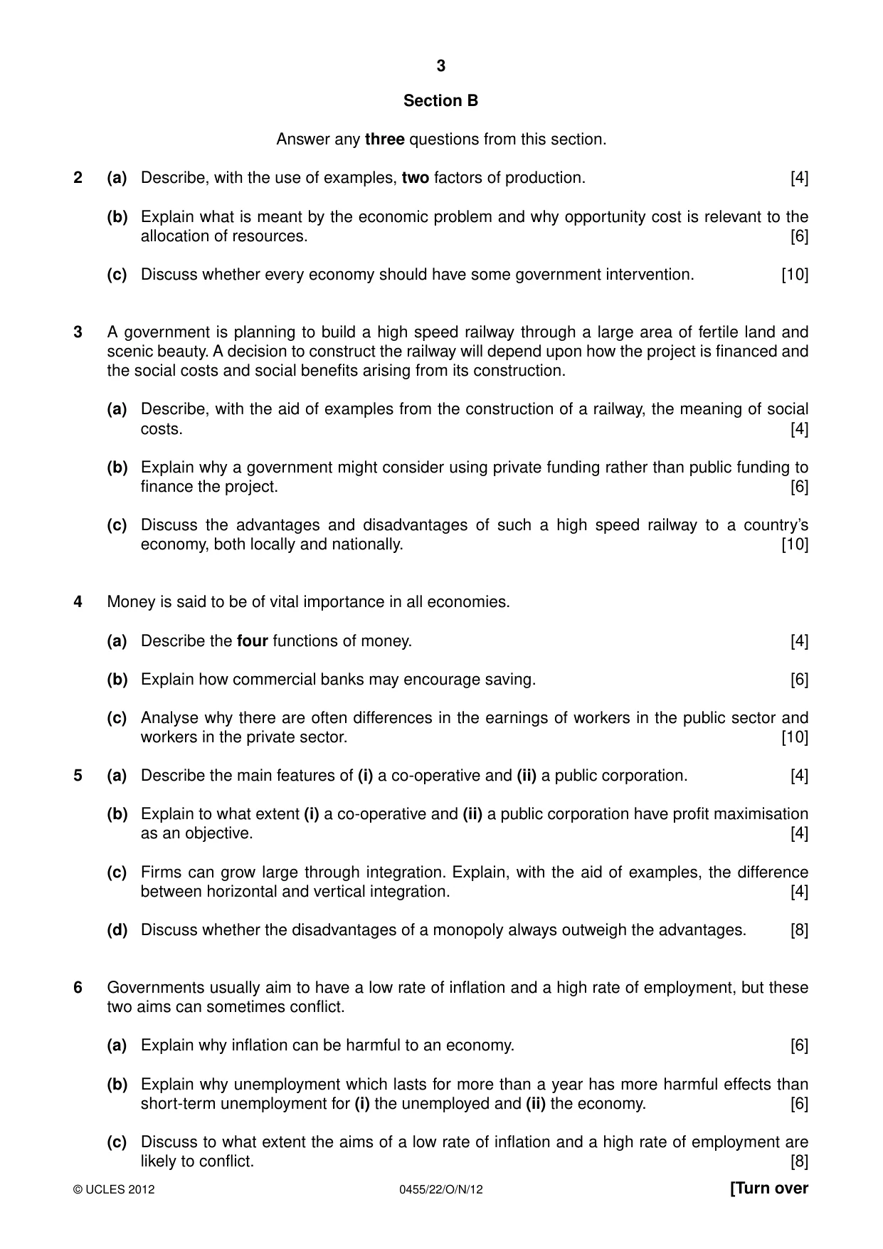 Cambridge IGCSE Economics 0455 2012 Oct/Nov Paper 2 · Variant 2 question paper, page 3 of 4