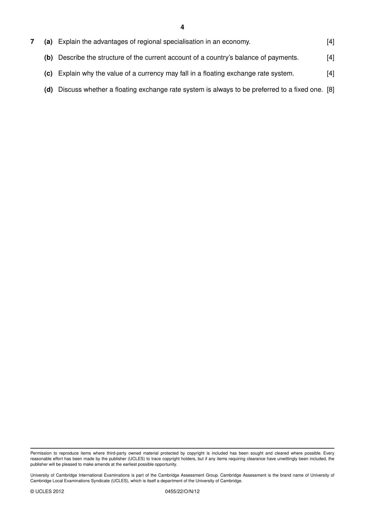 Cambridge IGCSE Economics 0455 2012 Oct/Nov Paper 2 · Variant 2 question paper, page 4 of 4