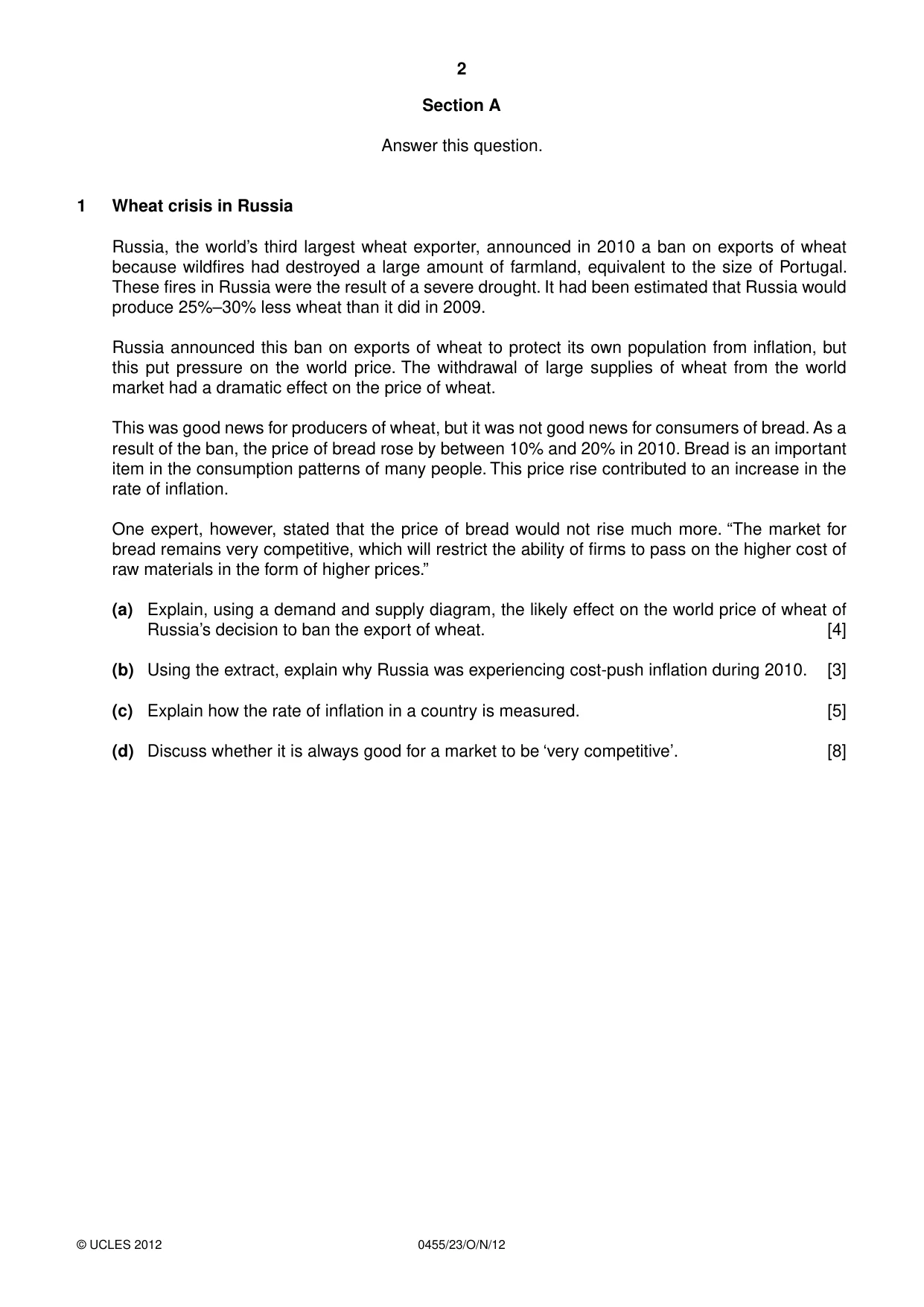 Cambridge IGCSE Economics 0455 2012 Oct/Nov Paper 2 · Variant 3 question paper, page 2 of 4