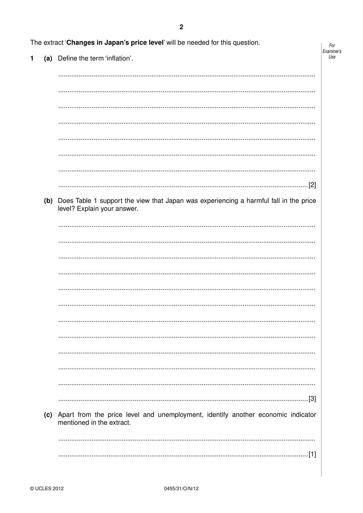Cambridge IGCSE Economics 0455 2012 Oct/Nov Paper 3 · Variant 1 question paper, page 2 of 8