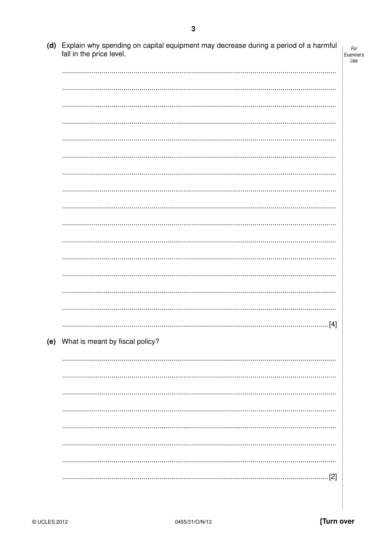 Cambridge IGCSE Economics 0455 2012 Oct/Nov Paper 3 · Variant 1 question paper, page 3 of 8