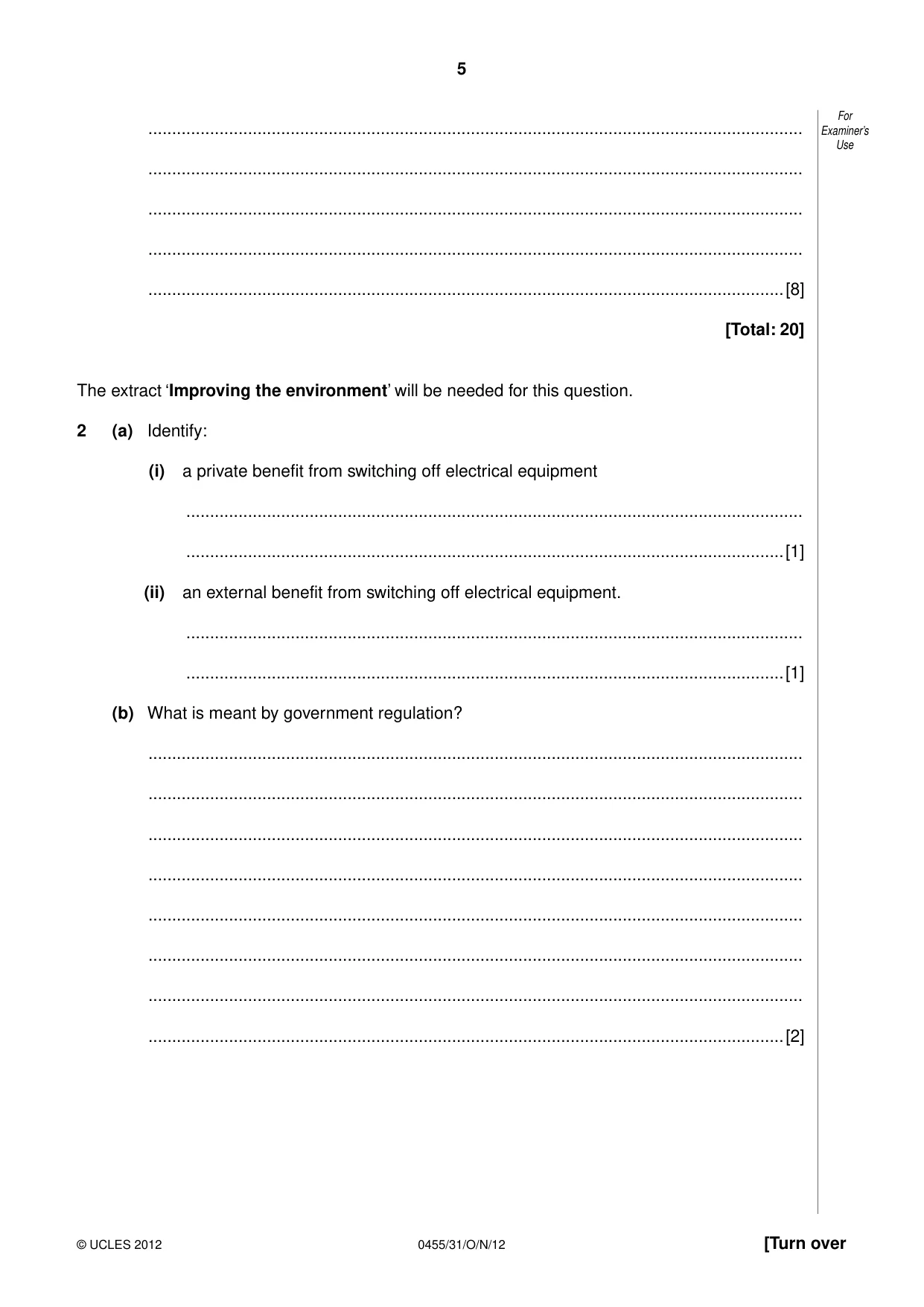 Cambridge IGCSE Economics 0455 2012 Oct/Nov Paper 3 · Variant 1 question paper, page 5 of 8