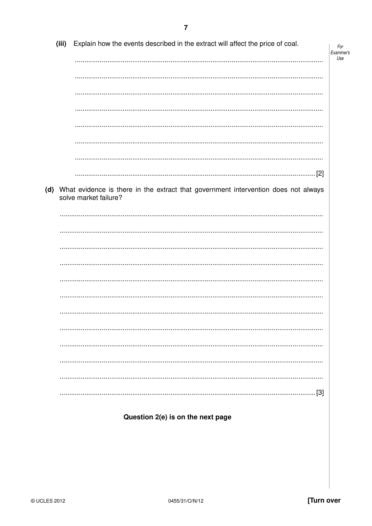 Cambridge IGCSE Economics 0455 2012 Oct/Nov Paper 3 · Variant 1 question paper, page 7 of 8