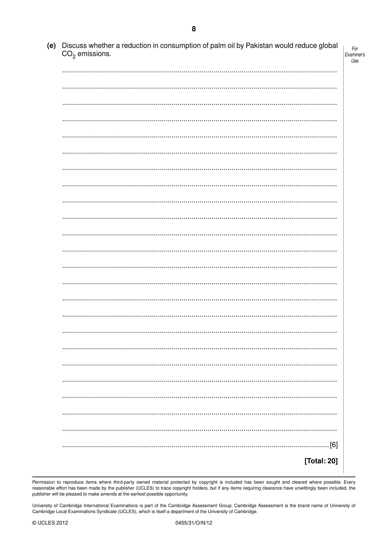 Cambridge IGCSE Economics 0455 2012 Oct/Nov Paper 3 · Variant 1 question paper, page 8 of 8