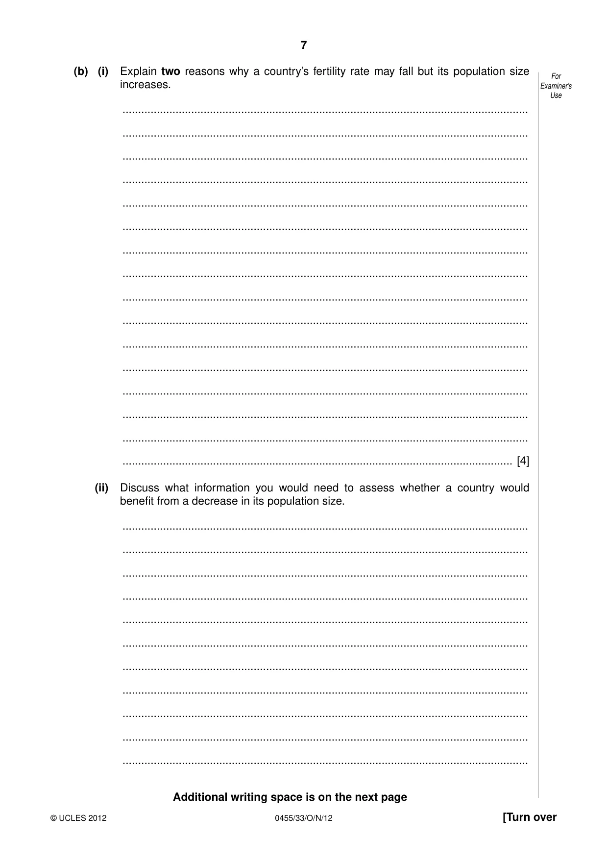 Cambridge IGCSE Economics 0455 2012 Oct/Nov Paper 3 · Variant 3 question paper, page 7 of 8