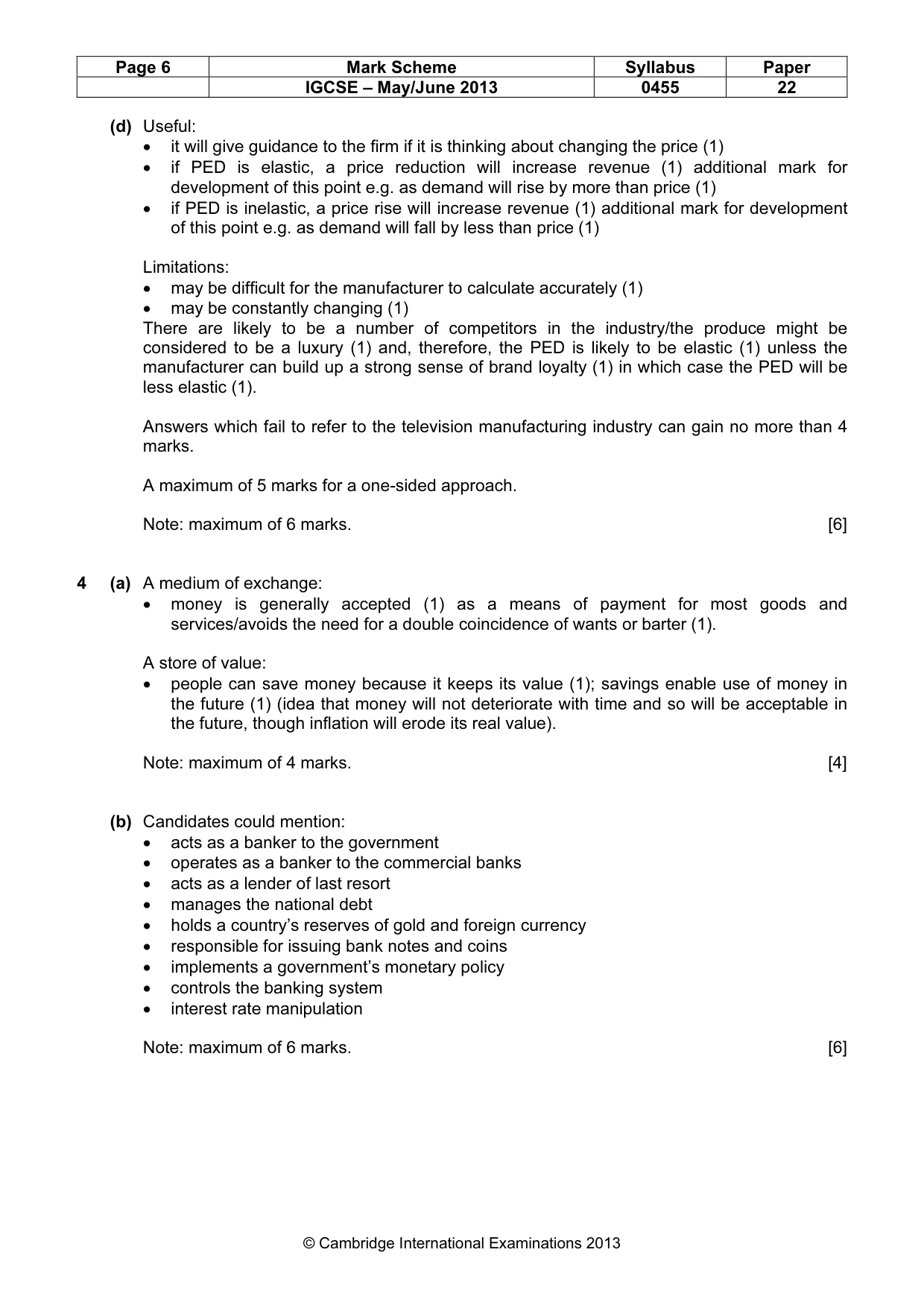 Mark scheme, page 6 of 11