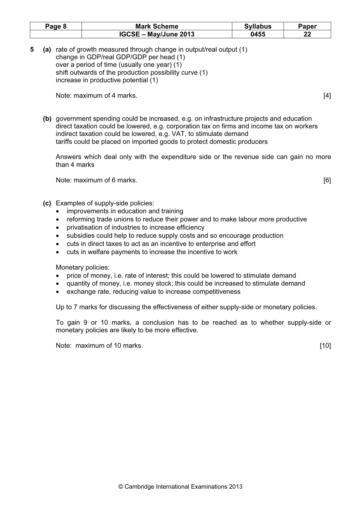 Mark scheme, page 8 of 11