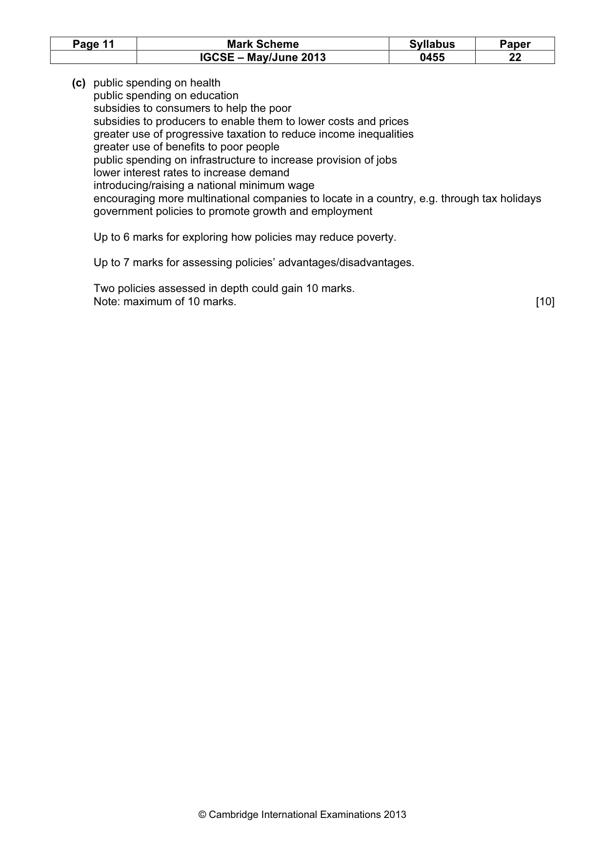 Mark scheme, page 11 of 11