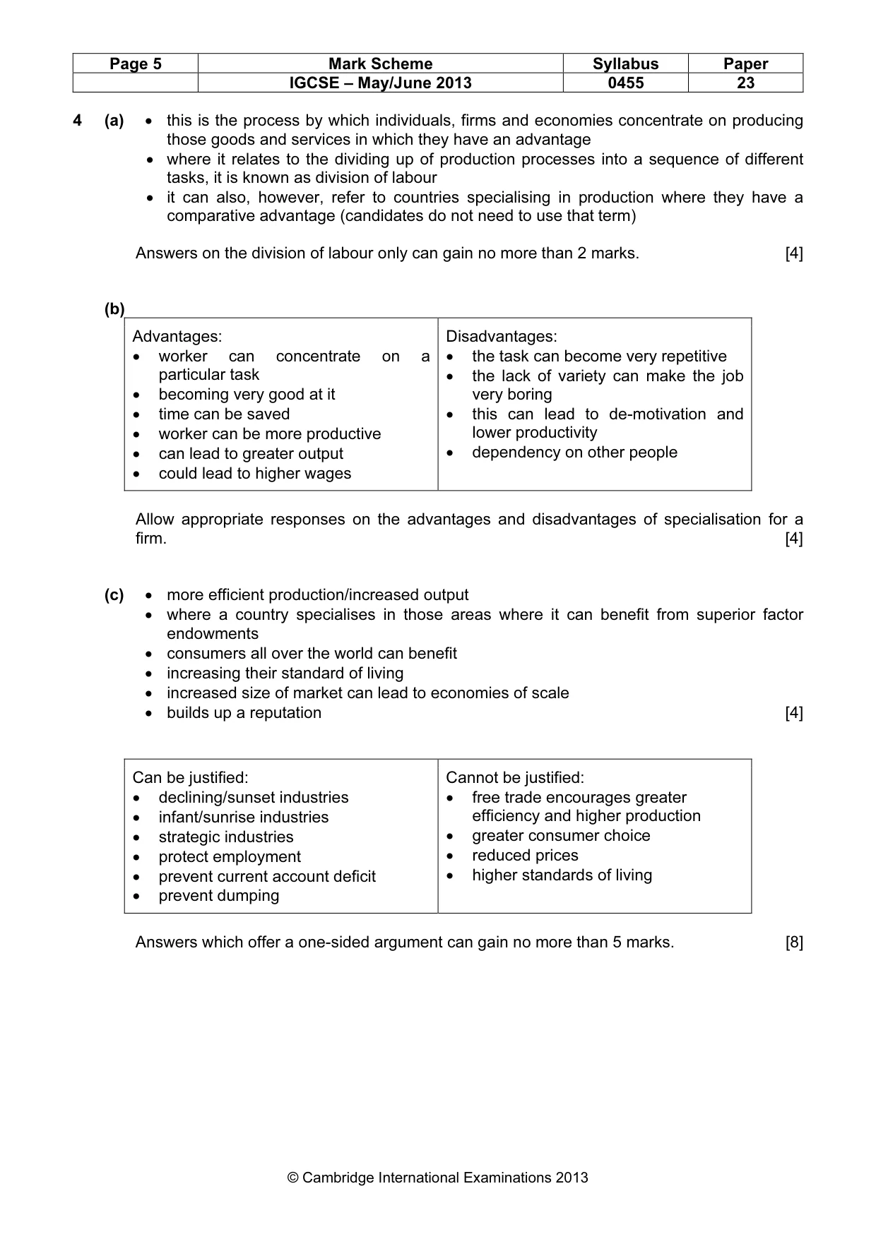 Mark scheme, page 5 of 8