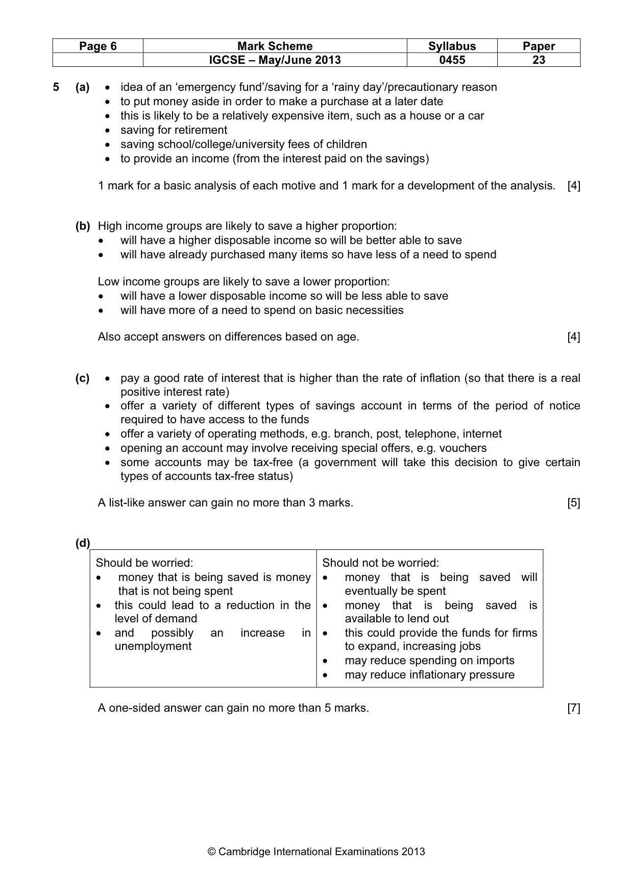 Mark scheme, page 6 of 8