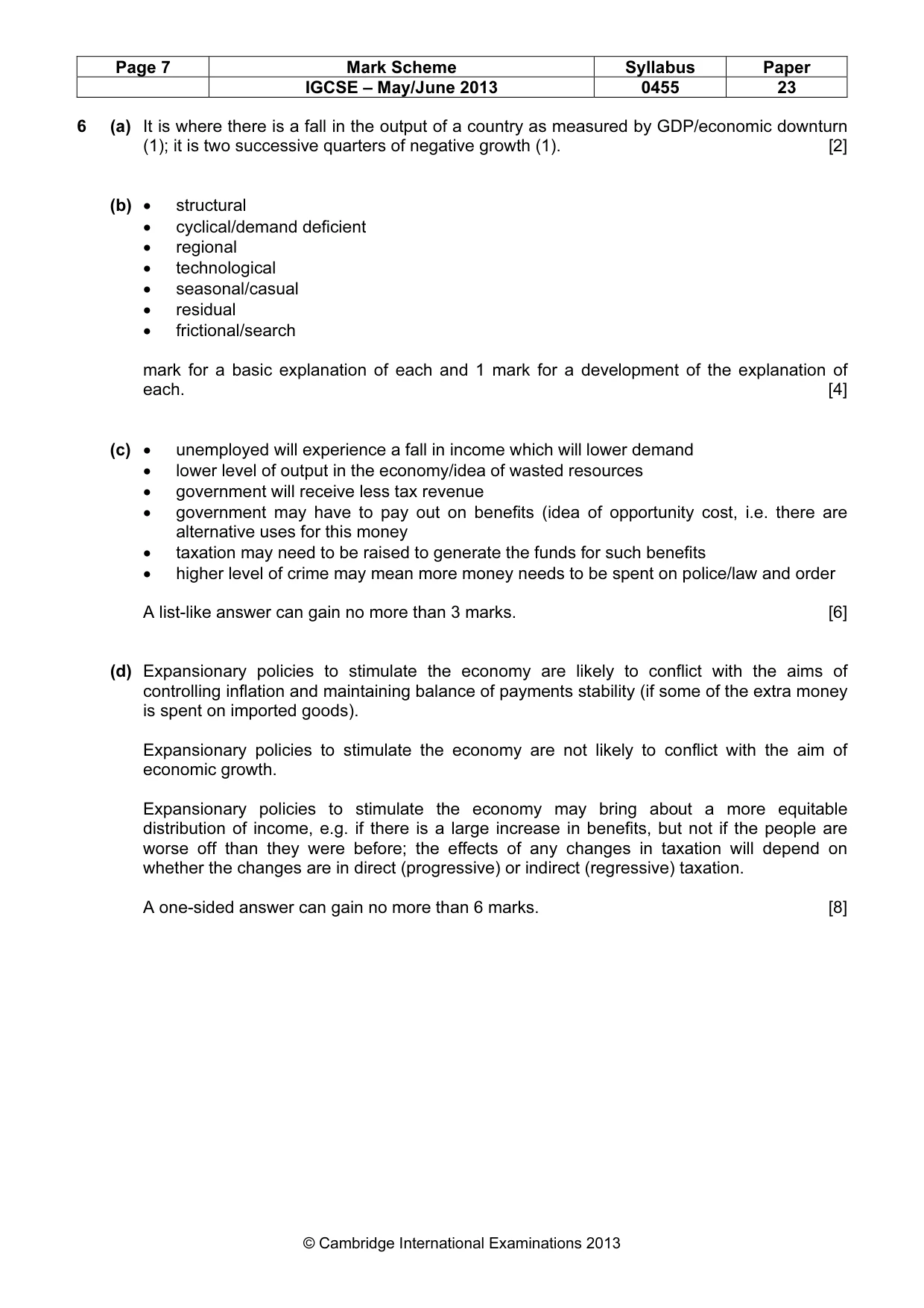 Mark scheme, page 7 of 8