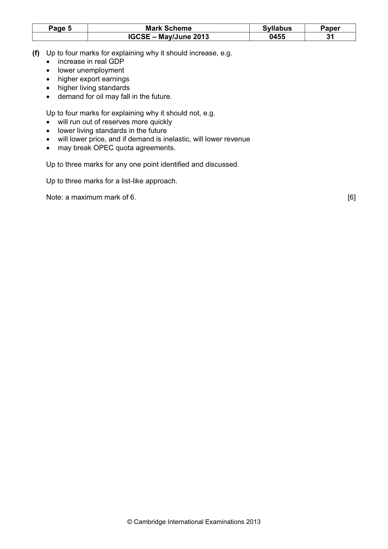 Mark scheme, page 5 of 5
