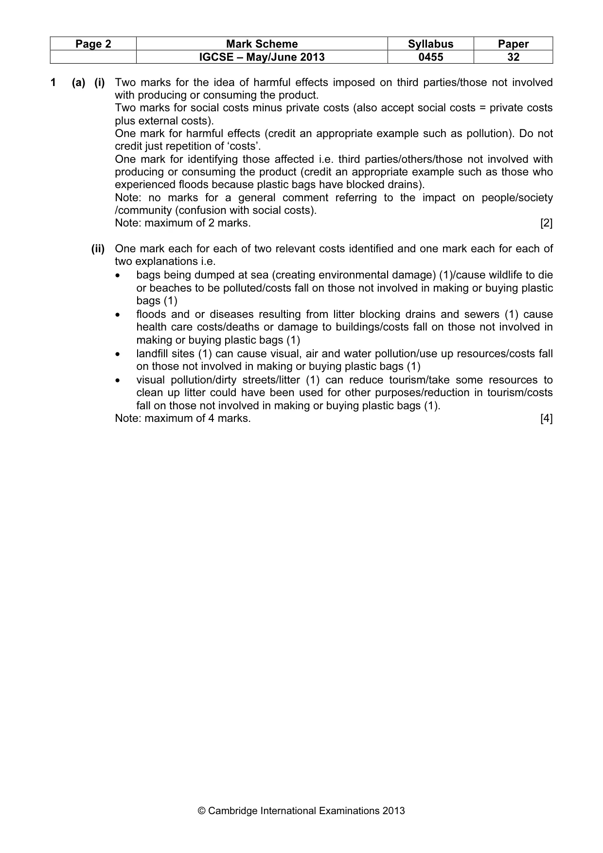 Mark scheme, page 2 of 5