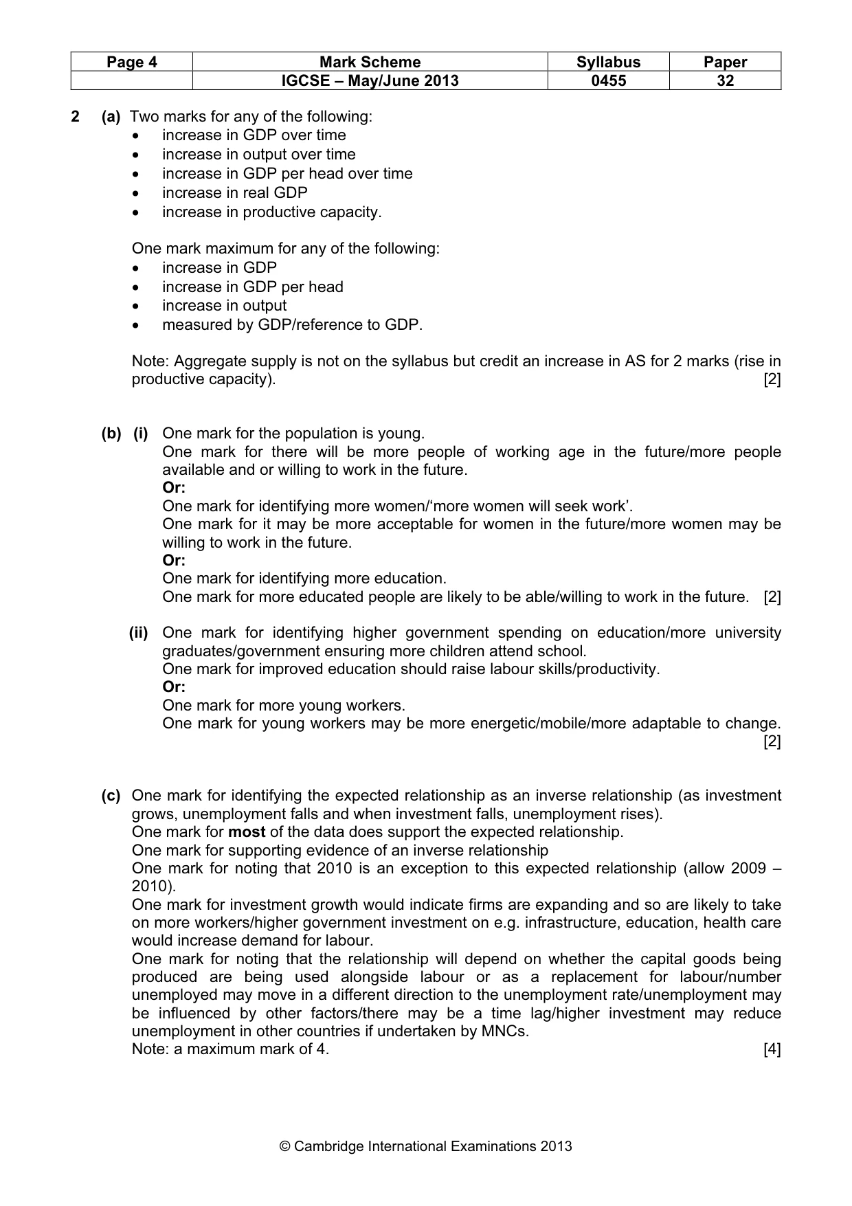 Mark scheme, page 4 of 5