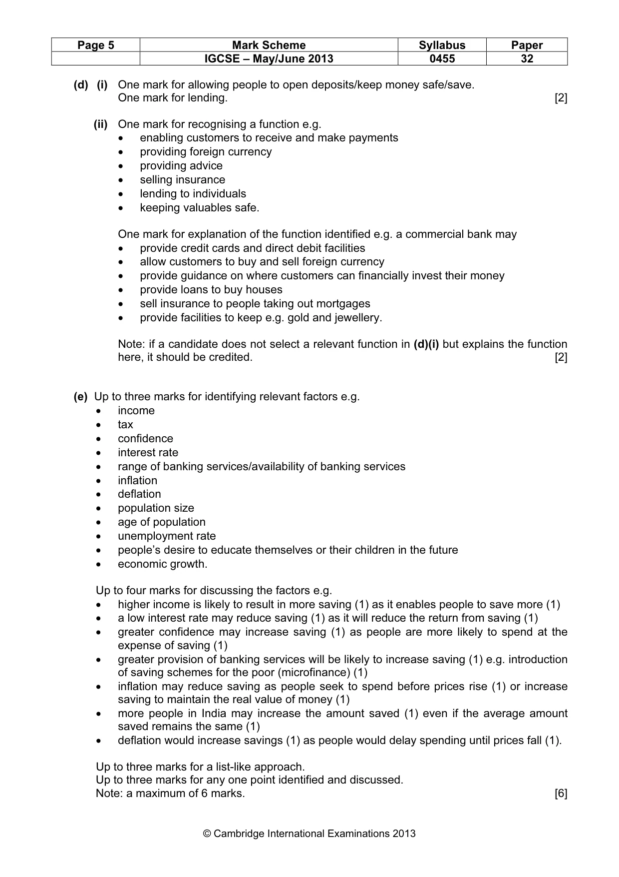 Mark scheme, page 5 of 5
