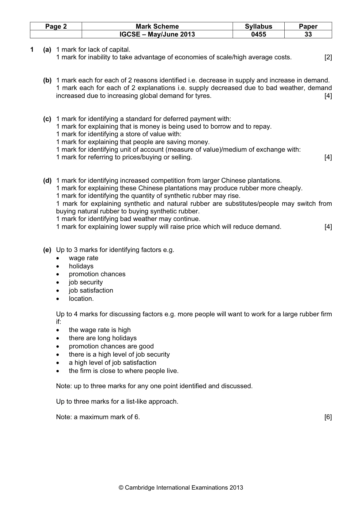 Mark scheme, page 2 of 4