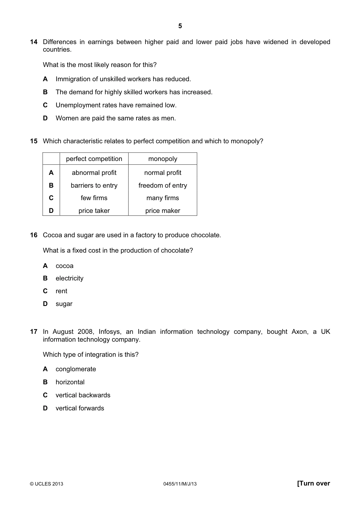 Cambridge IGCSE Economics 0455 2013 May/June Paper 1 · Variant 1 question paper, page 5 of 12