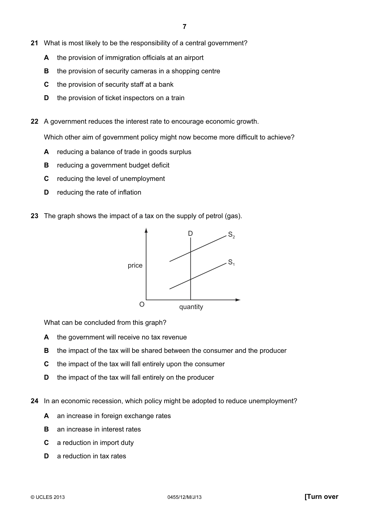 Cambridge IGCSE Economics 0455 2013 May/June Paper 1 · Variant 2 question paper, page 7 of 12