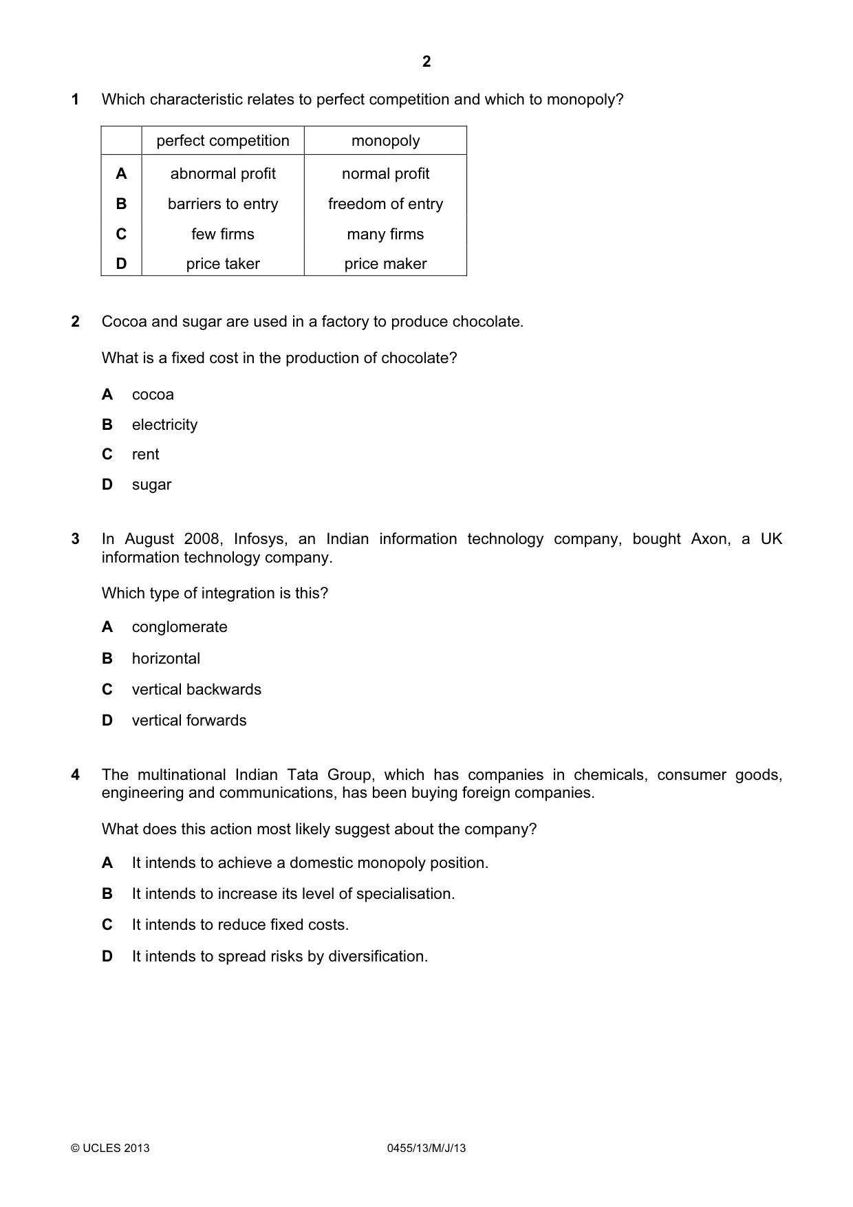 Cambridge IGCSE Economics 0455 2013 May/June Paper 1 · Variant 3 question paper, page 2 of 12