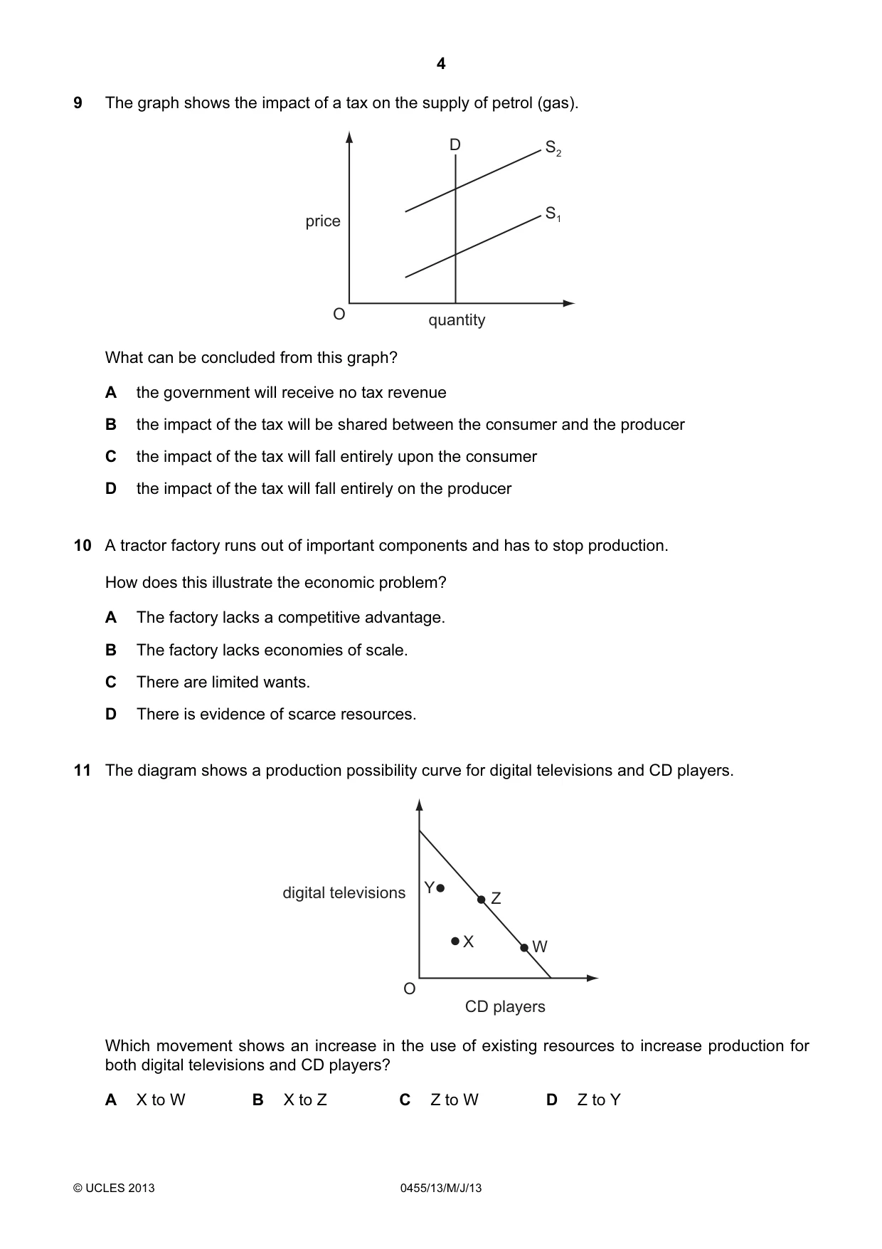 Cambridge IGCSE Economics 0455 2013 May/June Paper 1 · Variant 3 question paper, page 4 of 12