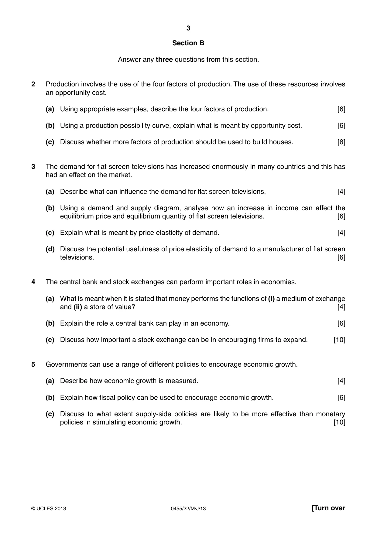 Cambridge IGCSE Economics 0455 2013 May/June Paper 2 · Variant 2 question paper, page 3 of 4