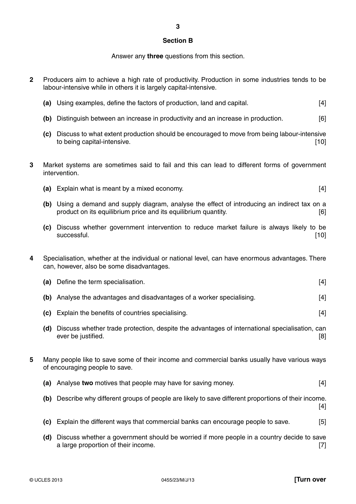 Cambridge IGCSE Economics 0455 2013 May/June Paper 2 · Variant 3 question paper, page 3 of 4