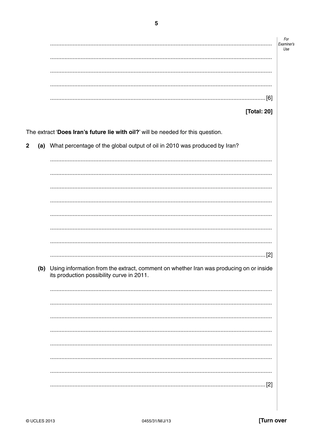 Cambridge IGCSE Economics 0455 2013 May/June Paper 3 · Variant 1 question paper, page 5 of 8