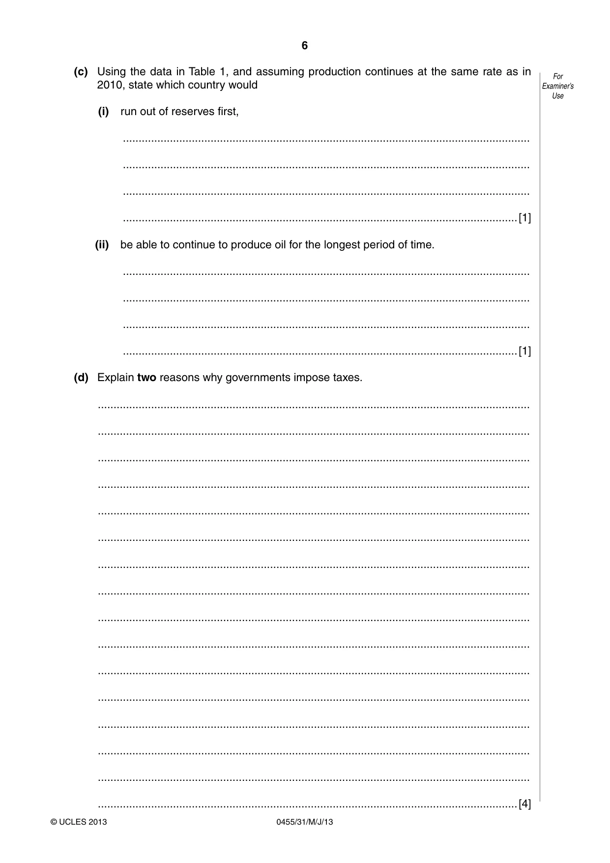 Cambridge IGCSE Economics 0455 2013 May/June Paper 3 · Variant 1 question paper, page 6 of 8