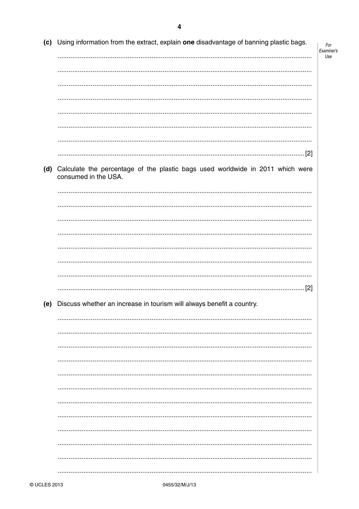Cambridge IGCSE Economics 0455 2013 May/June Paper 3 · Variant 2 question paper, page 4 of 8