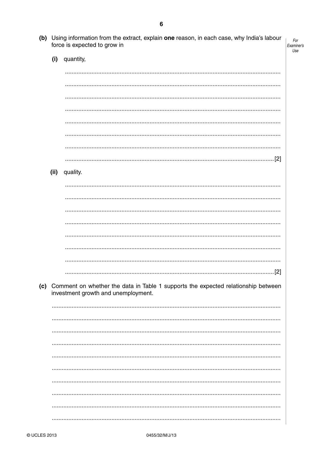 Cambridge IGCSE Economics 0455 2013 May/June Paper 3 · Variant 2 question paper, page 6 of 8