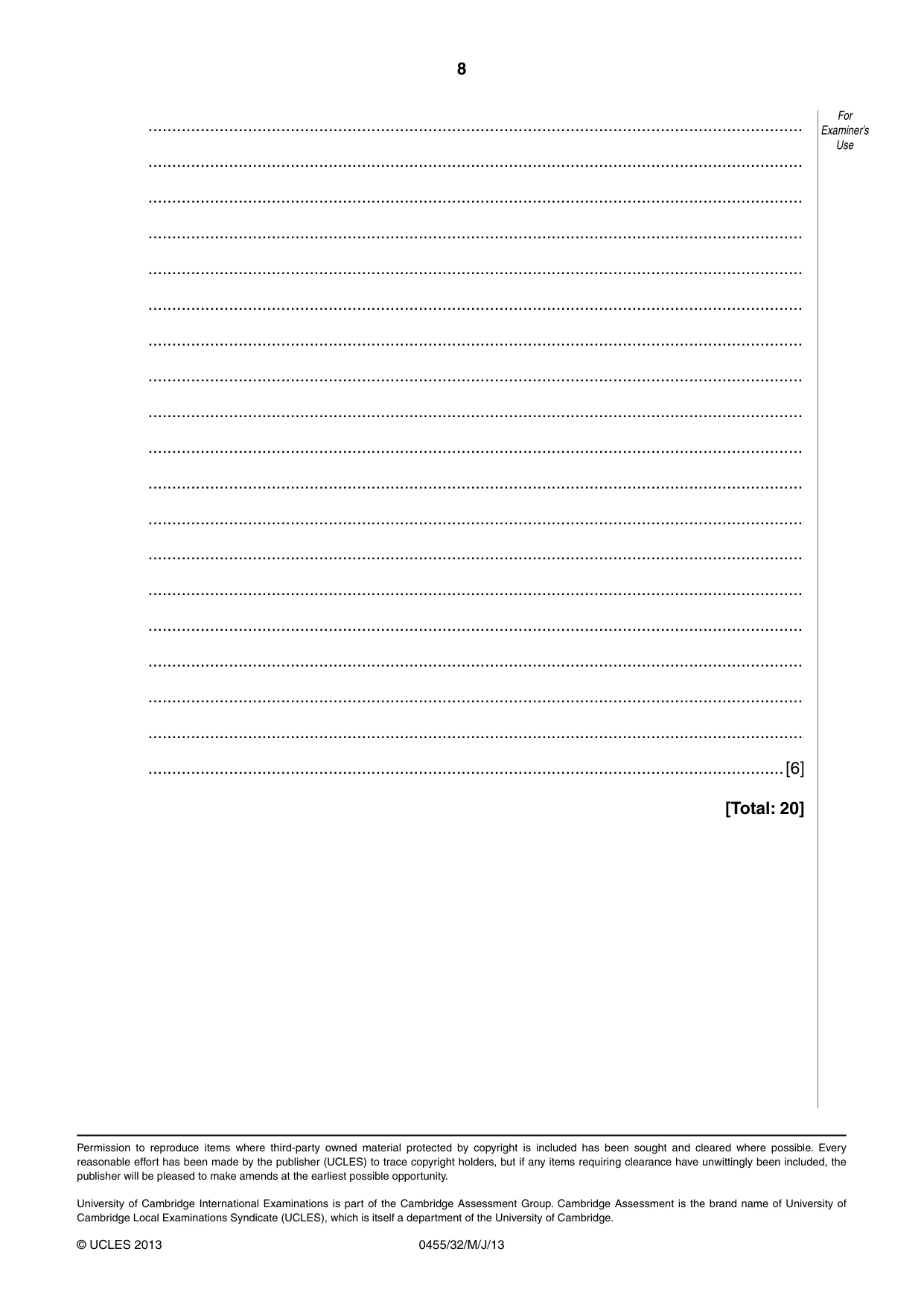 Cambridge IGCSE Economics 0455 2013 May/June Paper 3 · Variant 2 question paper, page 8 of 8