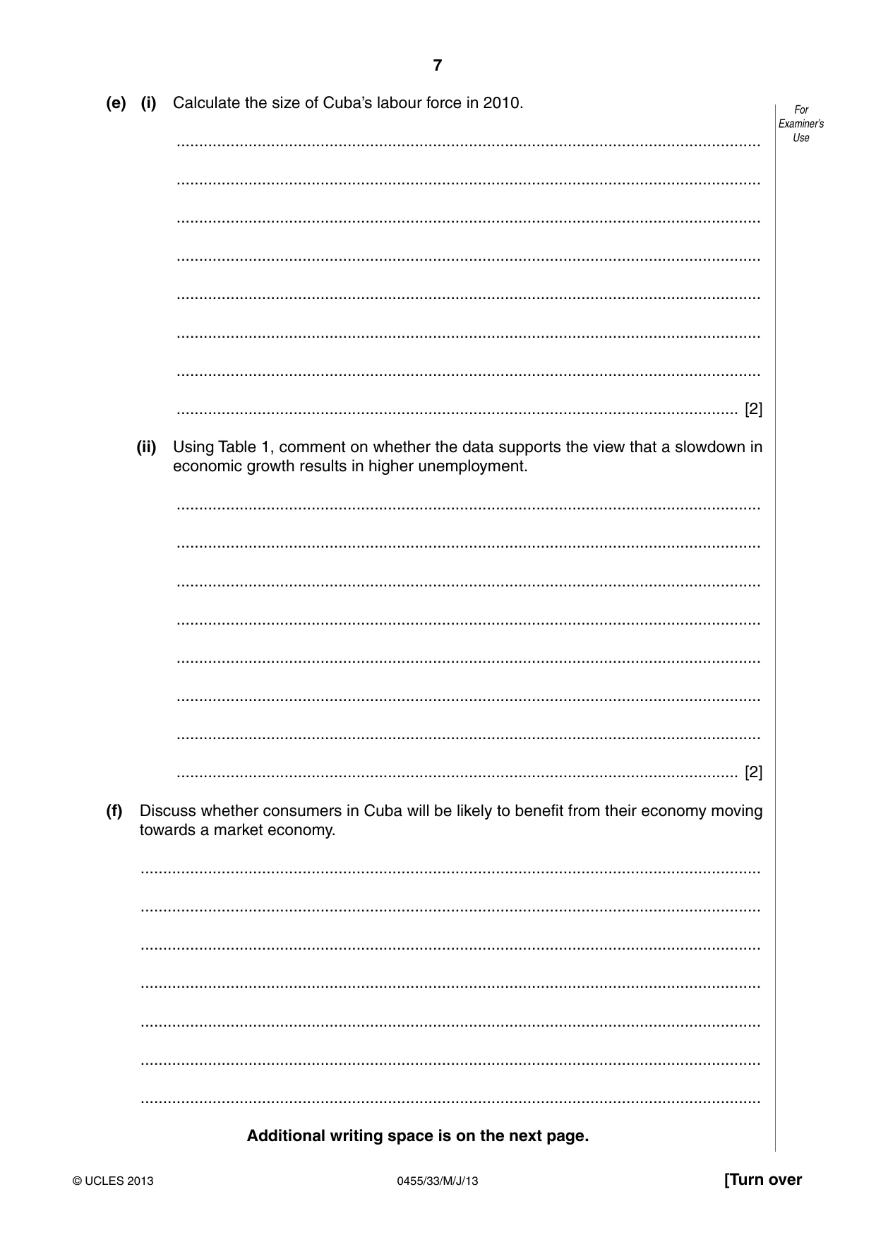 Cambridge IGCSE Economics 0455 2013 May/June Paper 3 · Variant 3 question paper, page 7 of 8