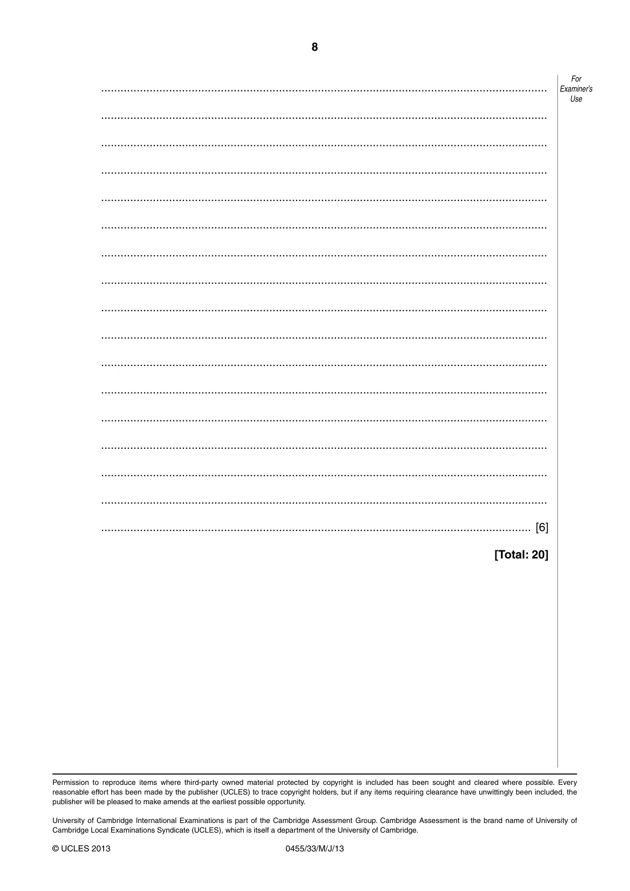 Cambridge IGCSE Economics 0455 2013 May/June Paper 3 · Variant 3 question paper, page 8 of 8