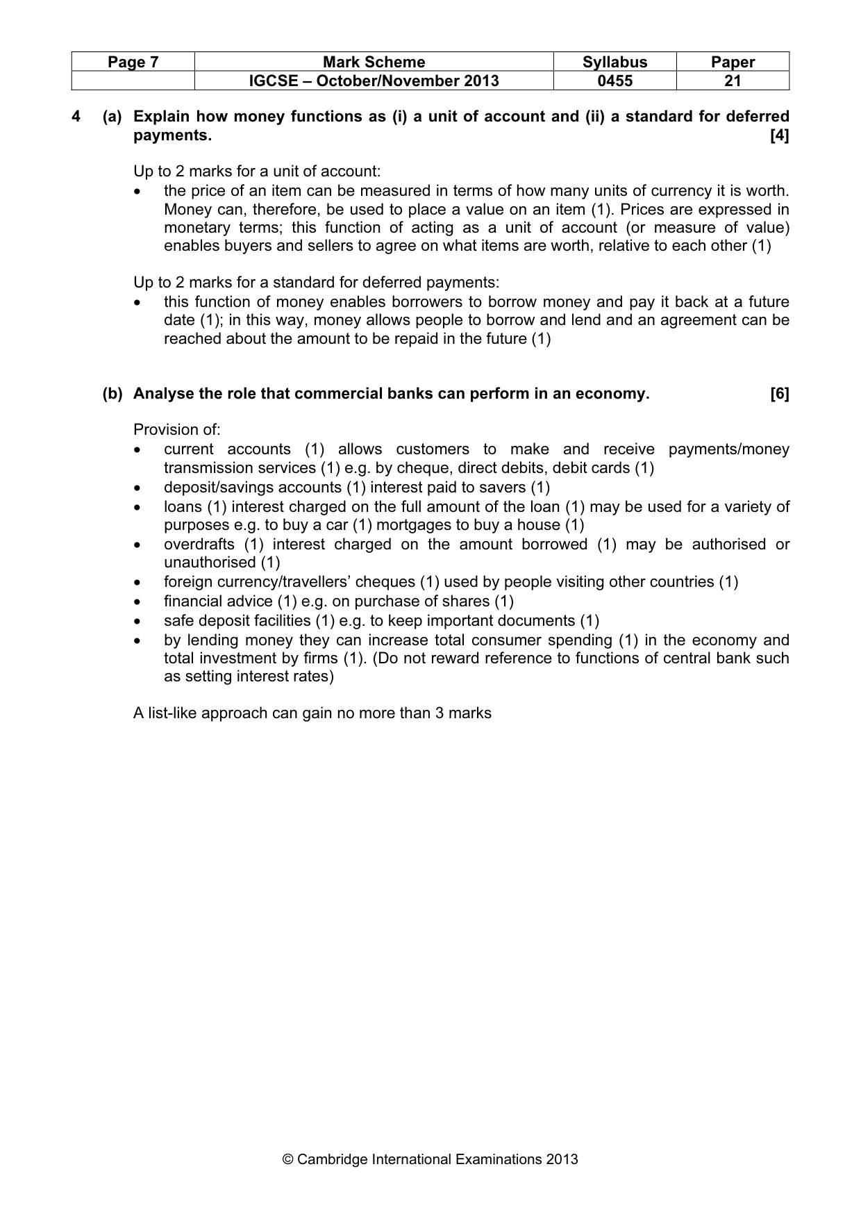 Mark scheme, page 7 of 13