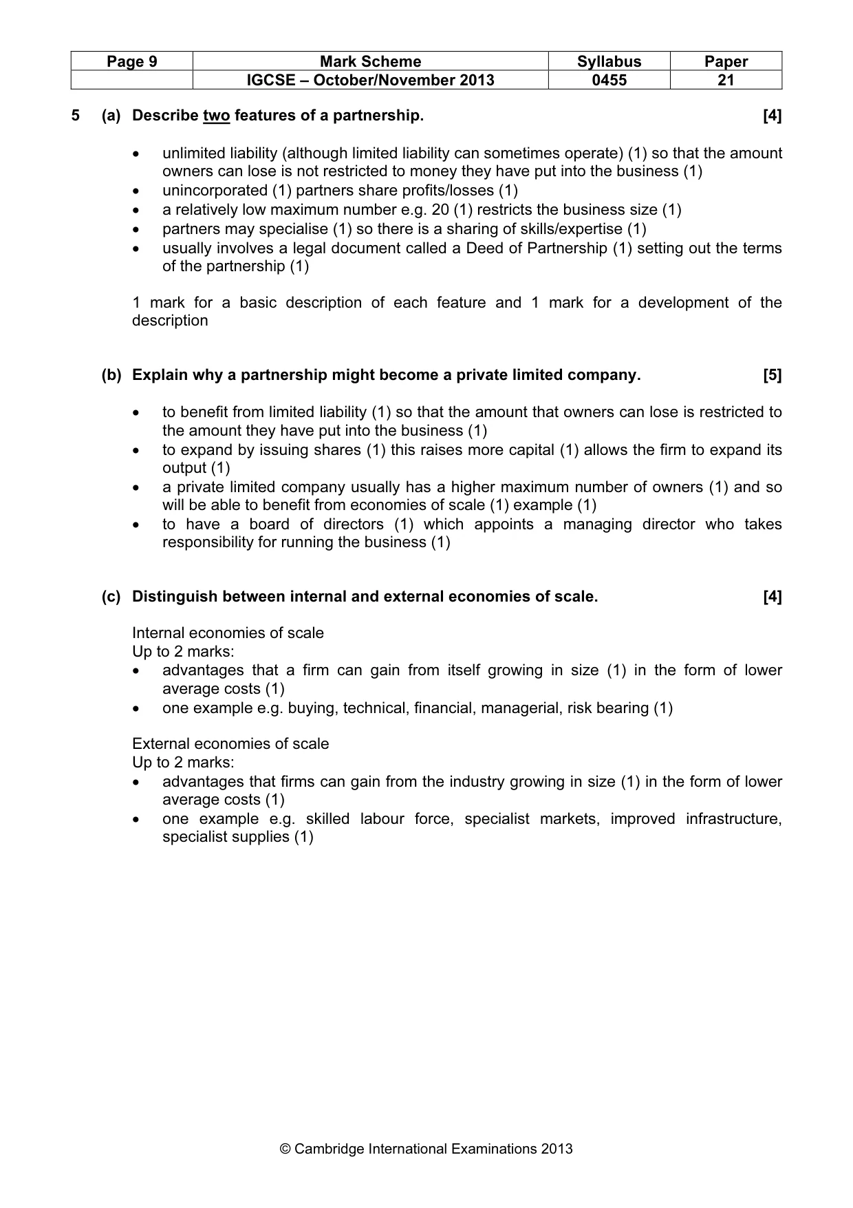 Mark scheme, page 9 of 13