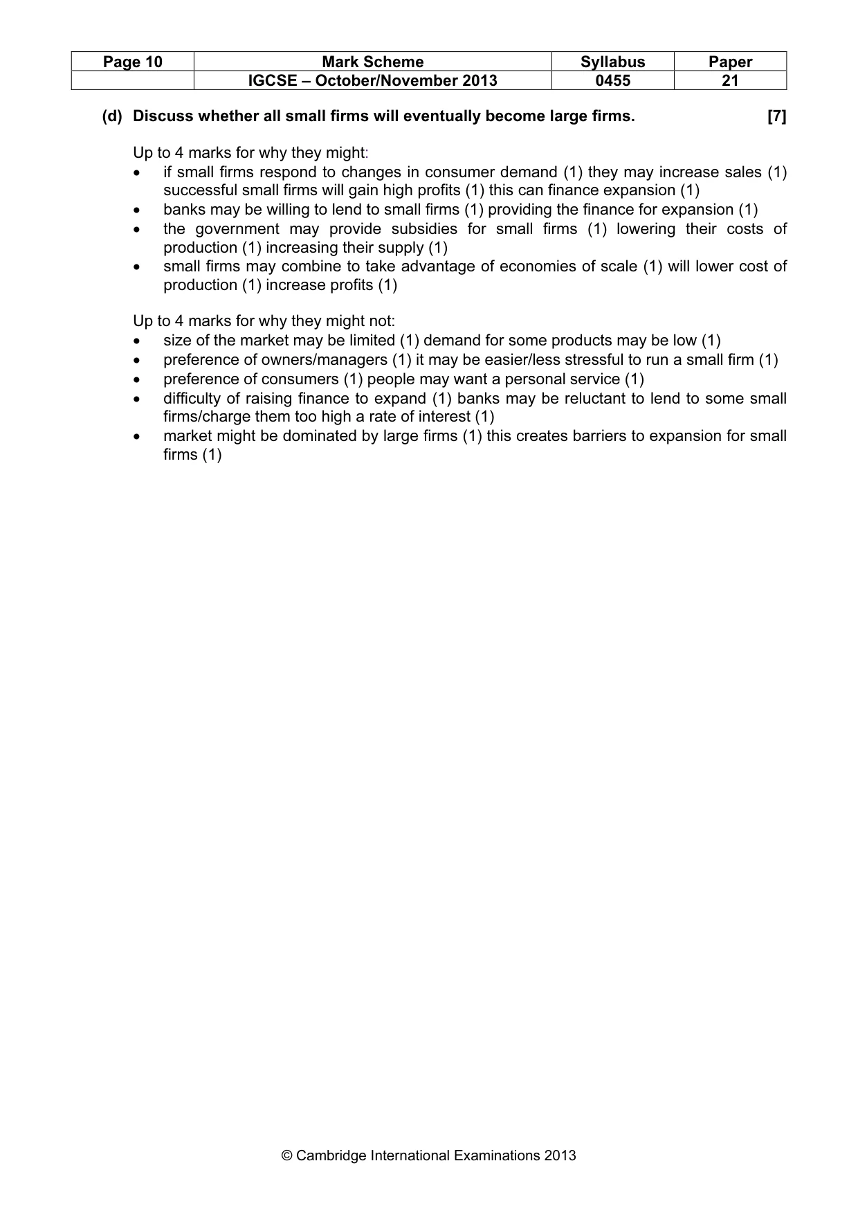 Mark scheme, page 10 of 13