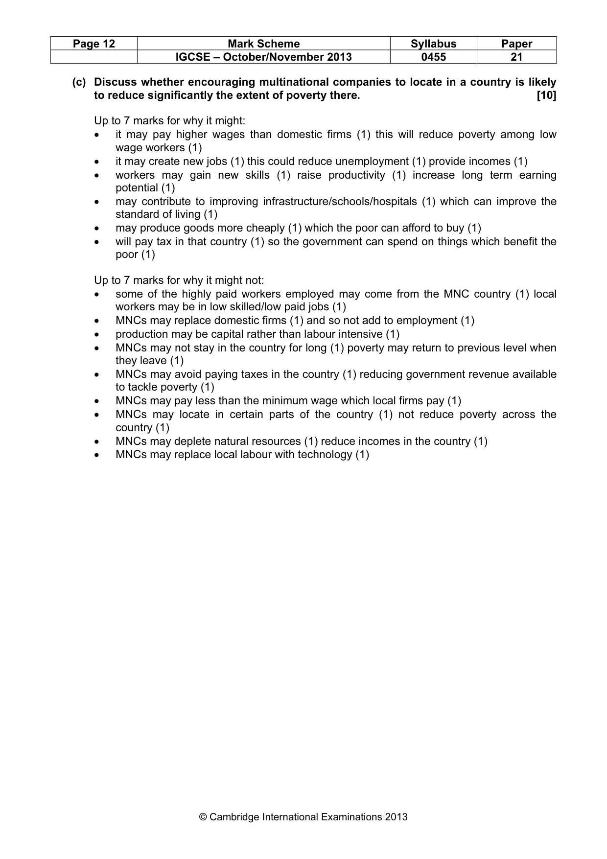 Mark scheme, page 12 of 13