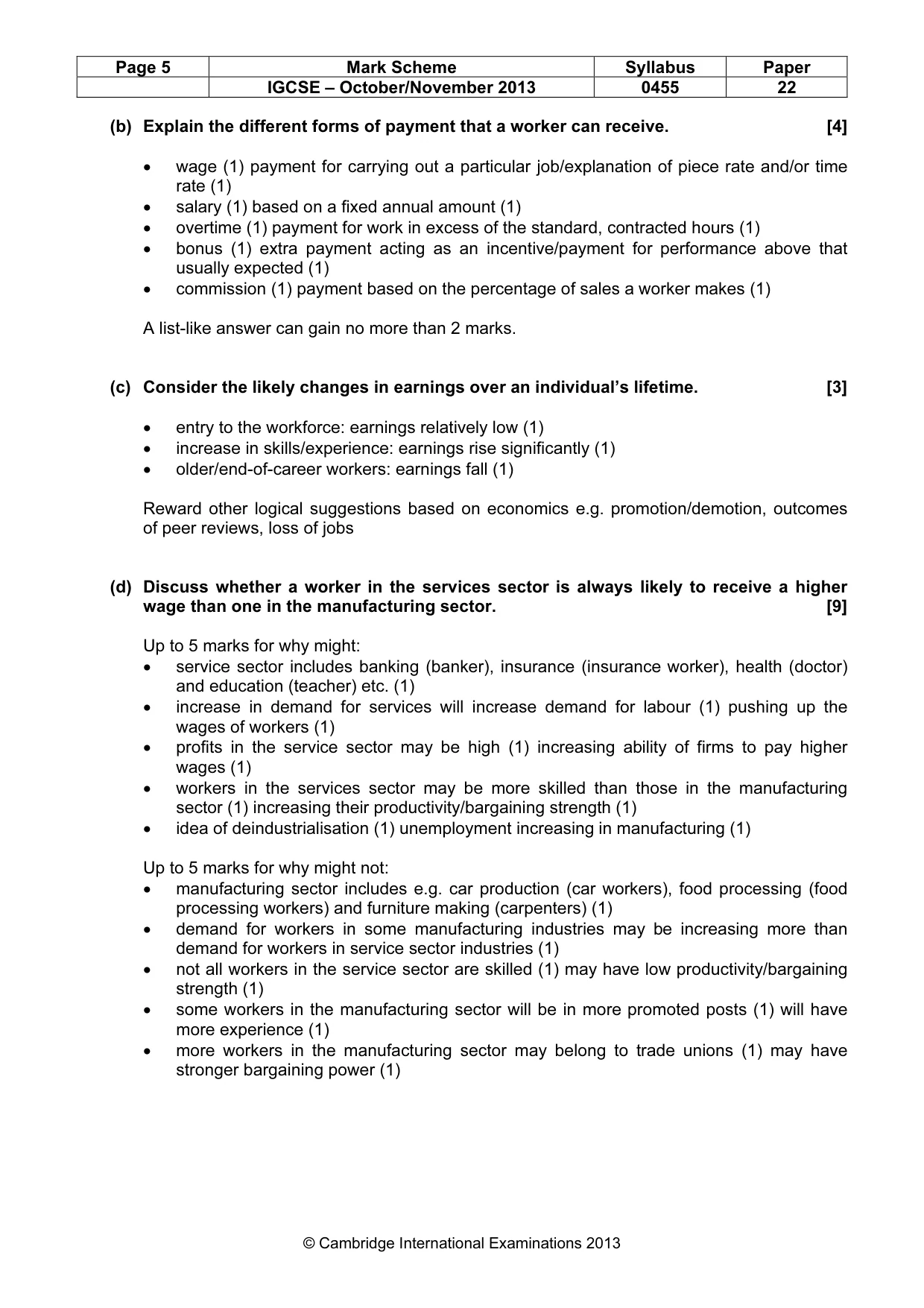 Mark scheme, page 5 of 9