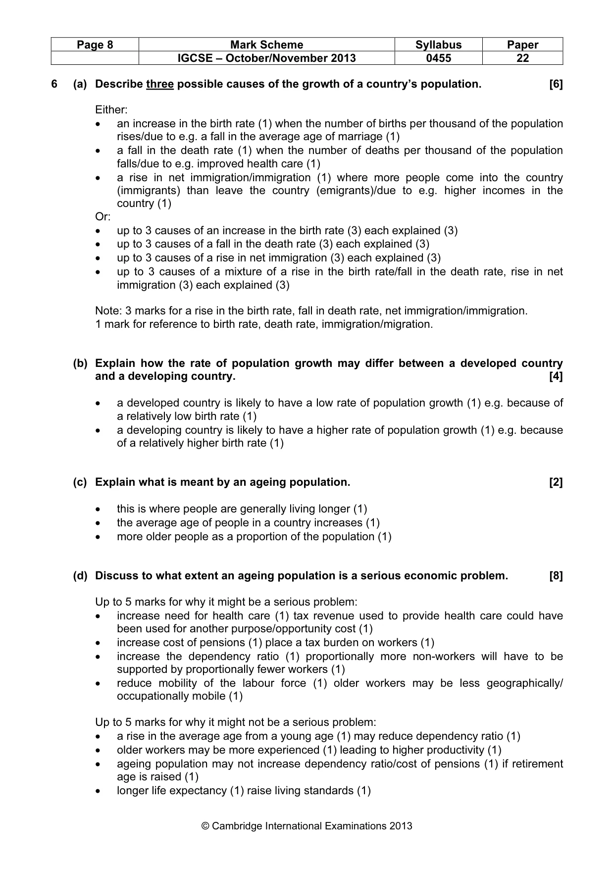 Mark scheme, page 8 of 9