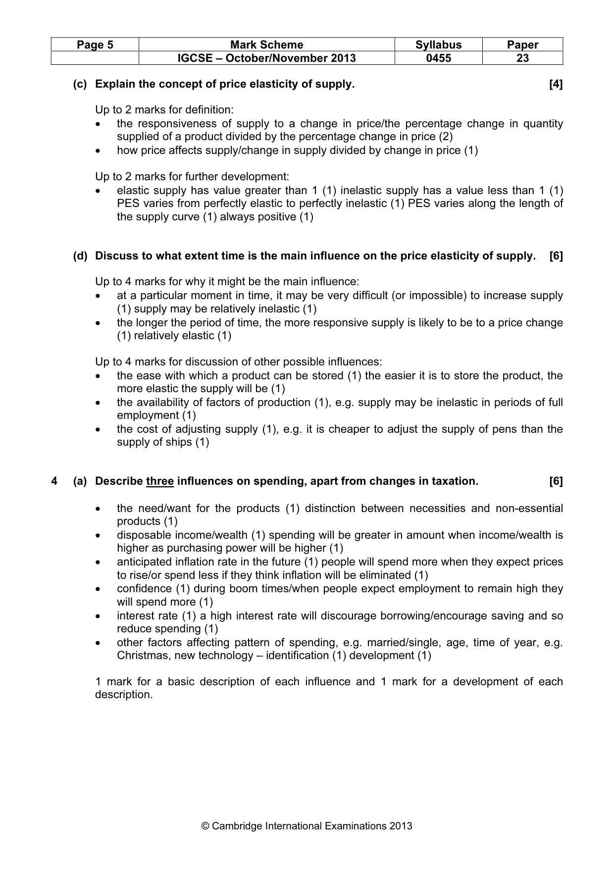 Mark scheme, page 5 of 11