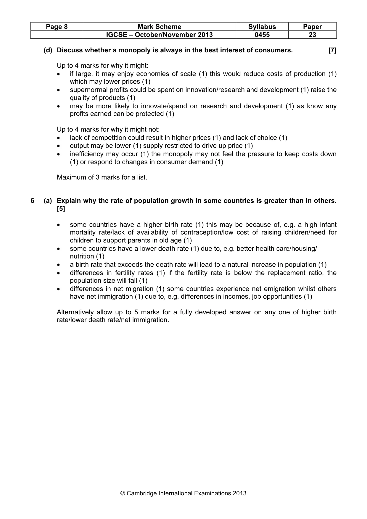 Mark scheme, page 8 of 11