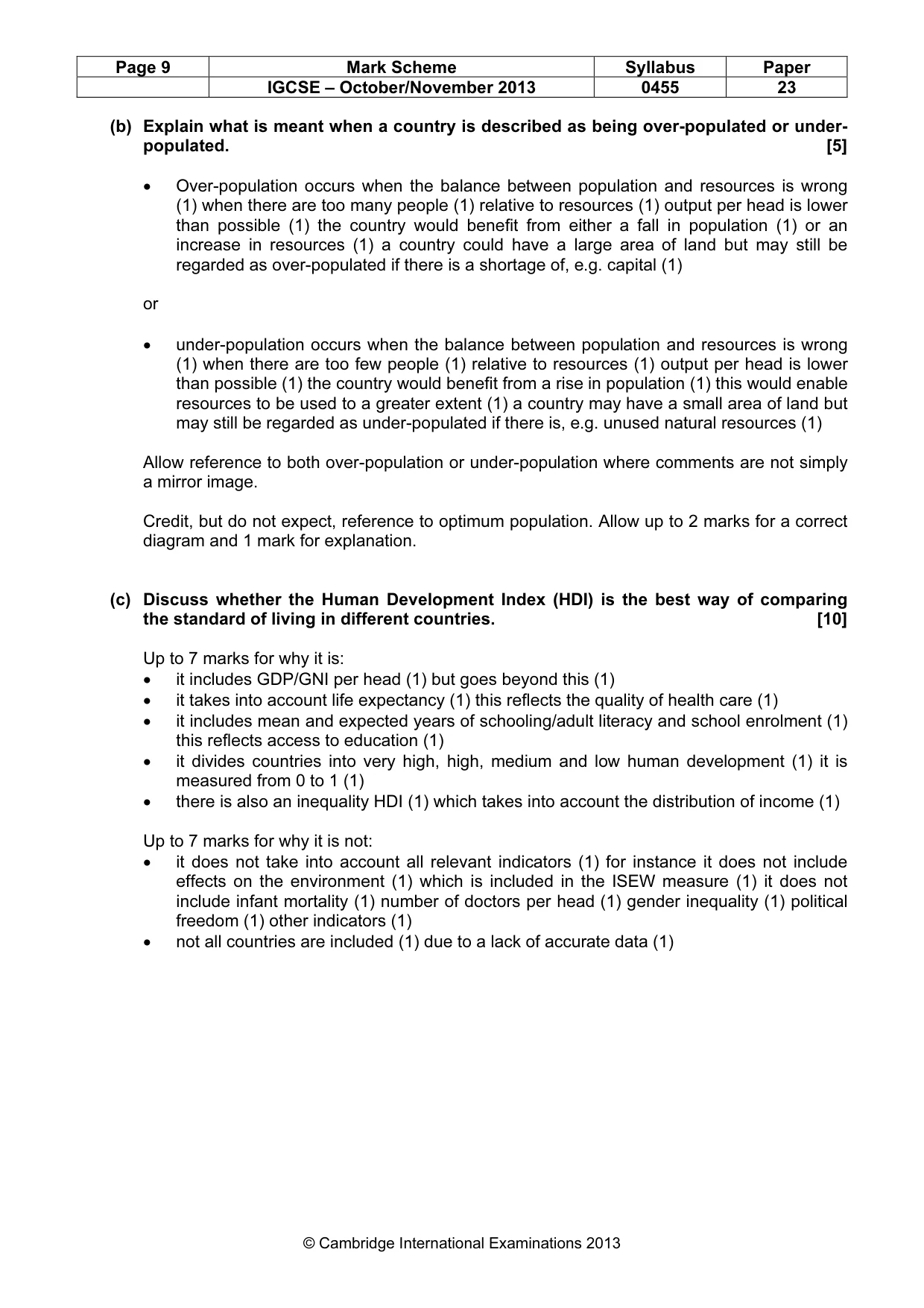 Mark scheme, page 9 of 11