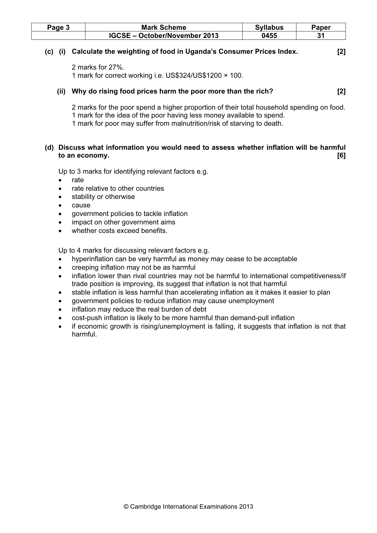 Mark scheme, page 3 of 5