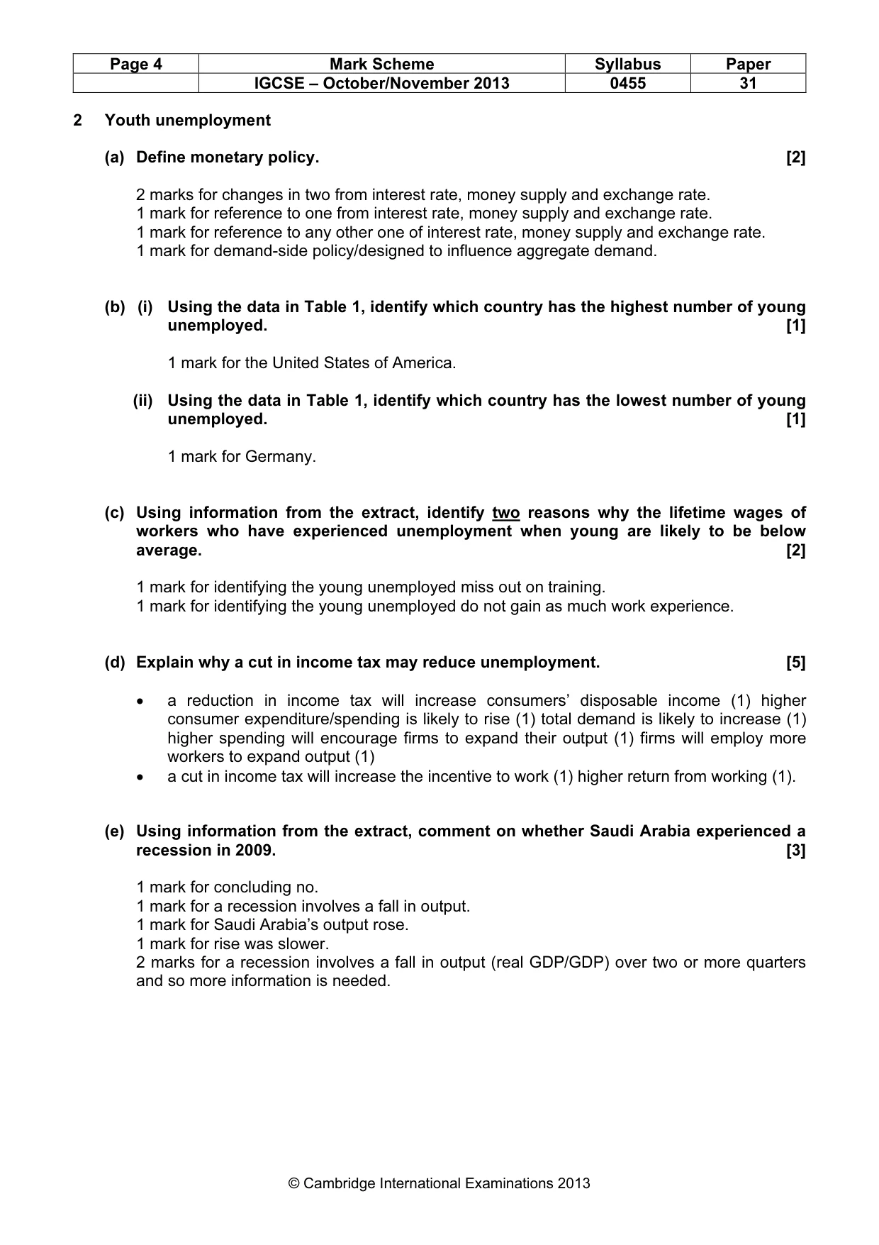Mark scheme, page 4 of 5